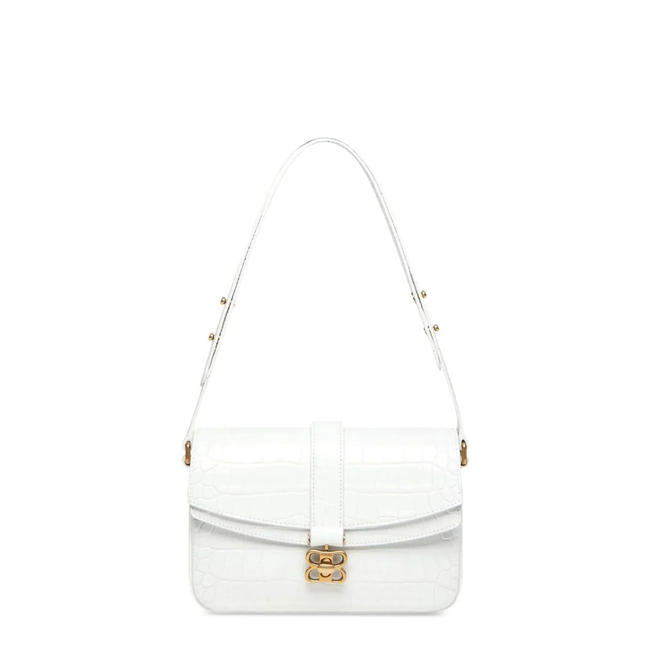 Clamshell Bag Embossed Shoulder Bag In White