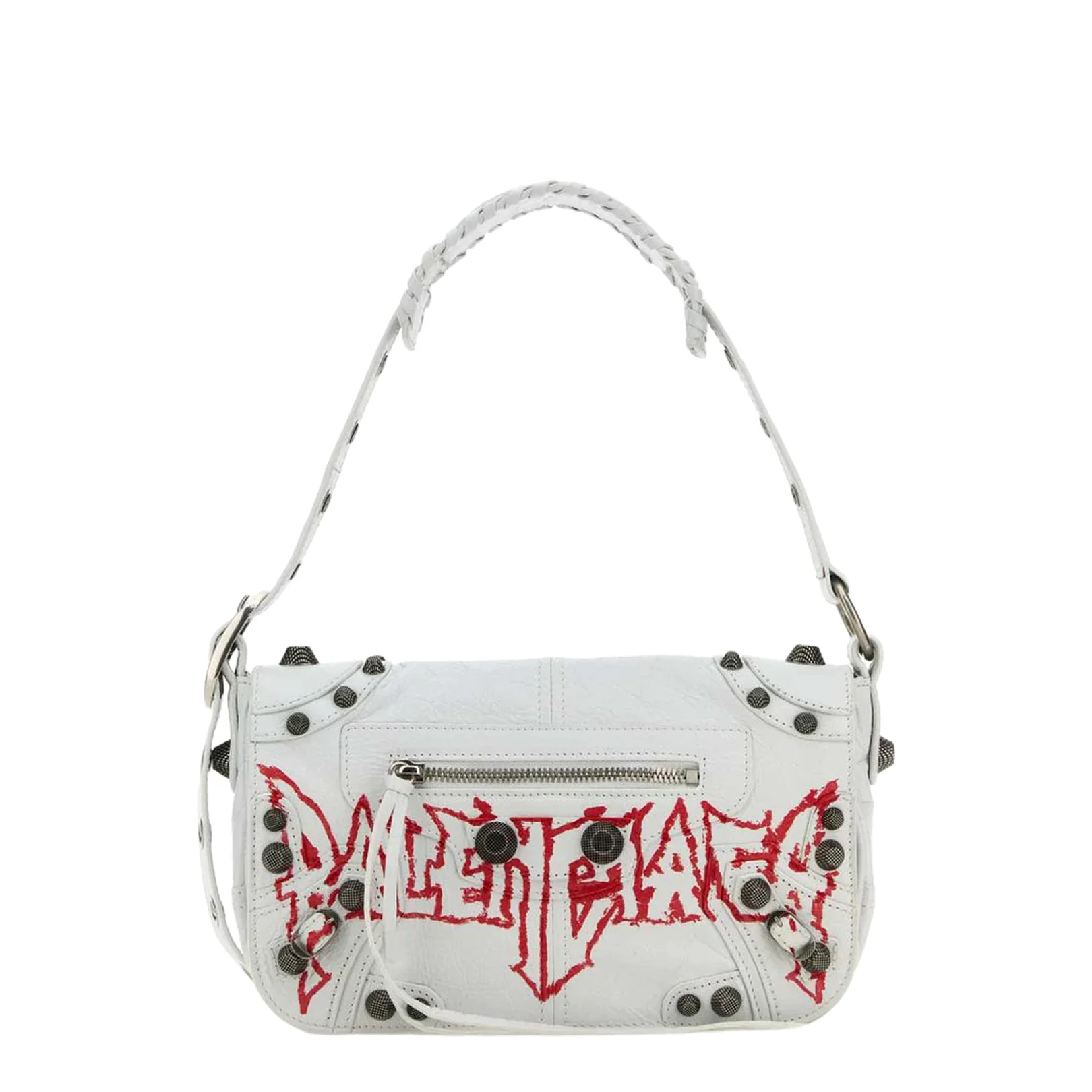White Leather Cagole XS DIY Metal Crossbody Bag