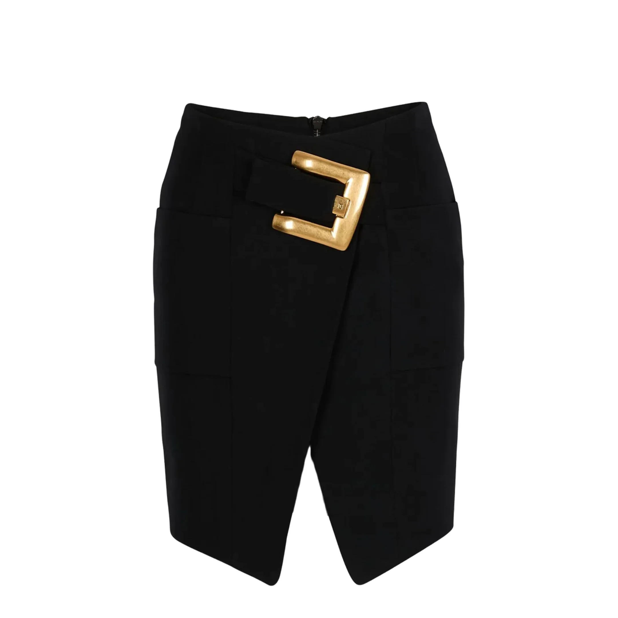 Belted Grain De Poudre Knee Length Skirt