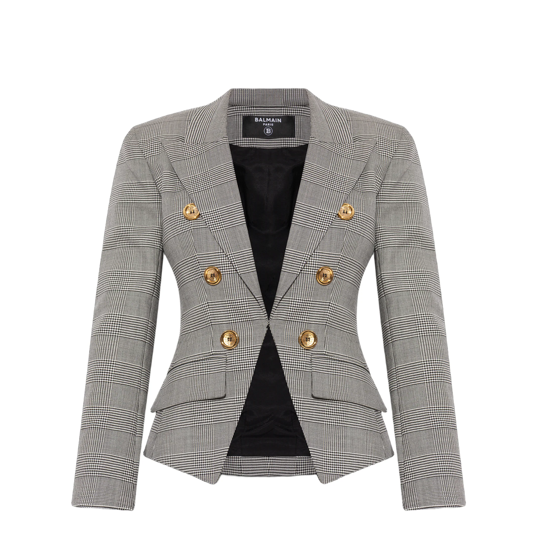 6-Buttons Prince of Wales Jacquard Jacket Black