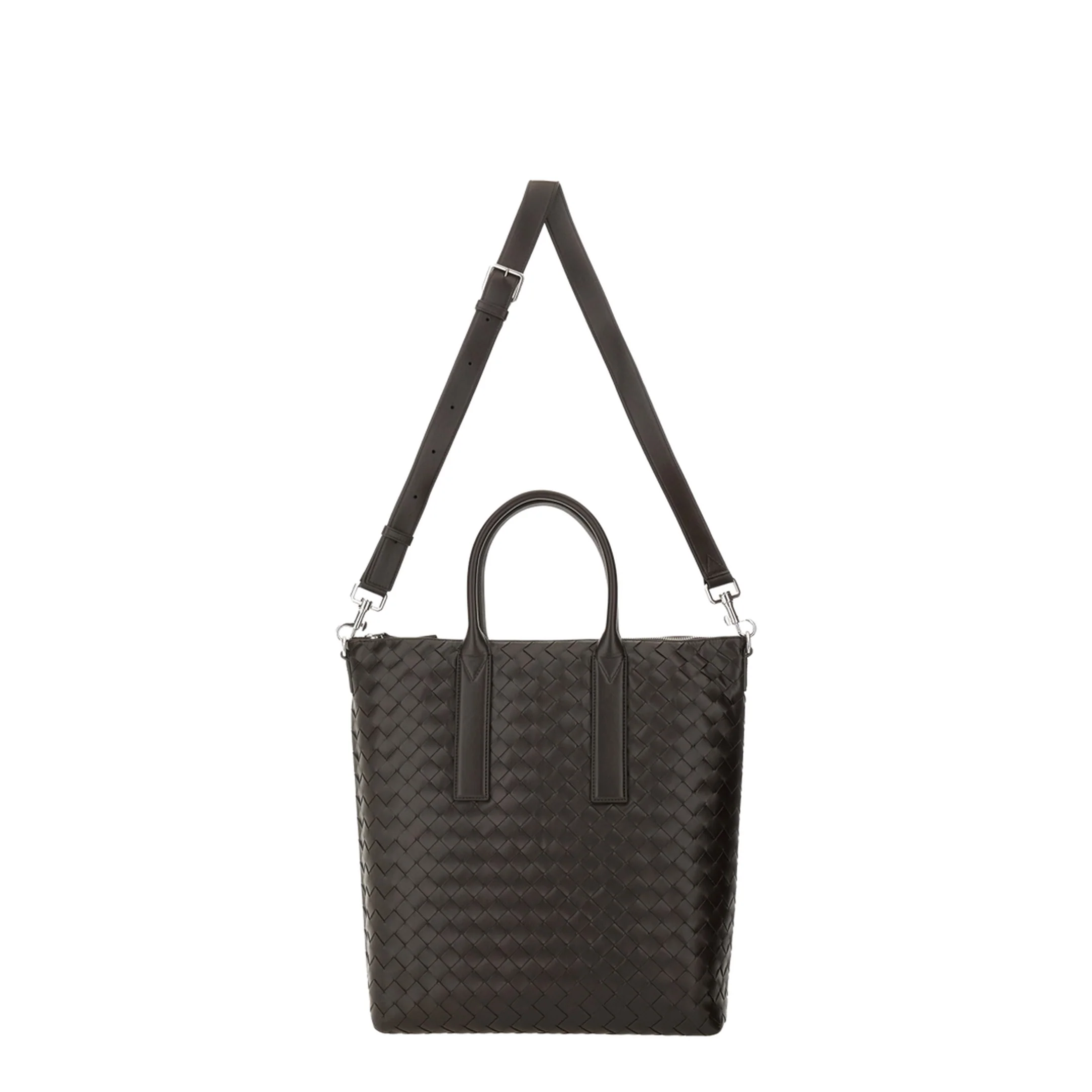 Intrecciato Leather Tote Bags - Fondant/Brown - Image 2
