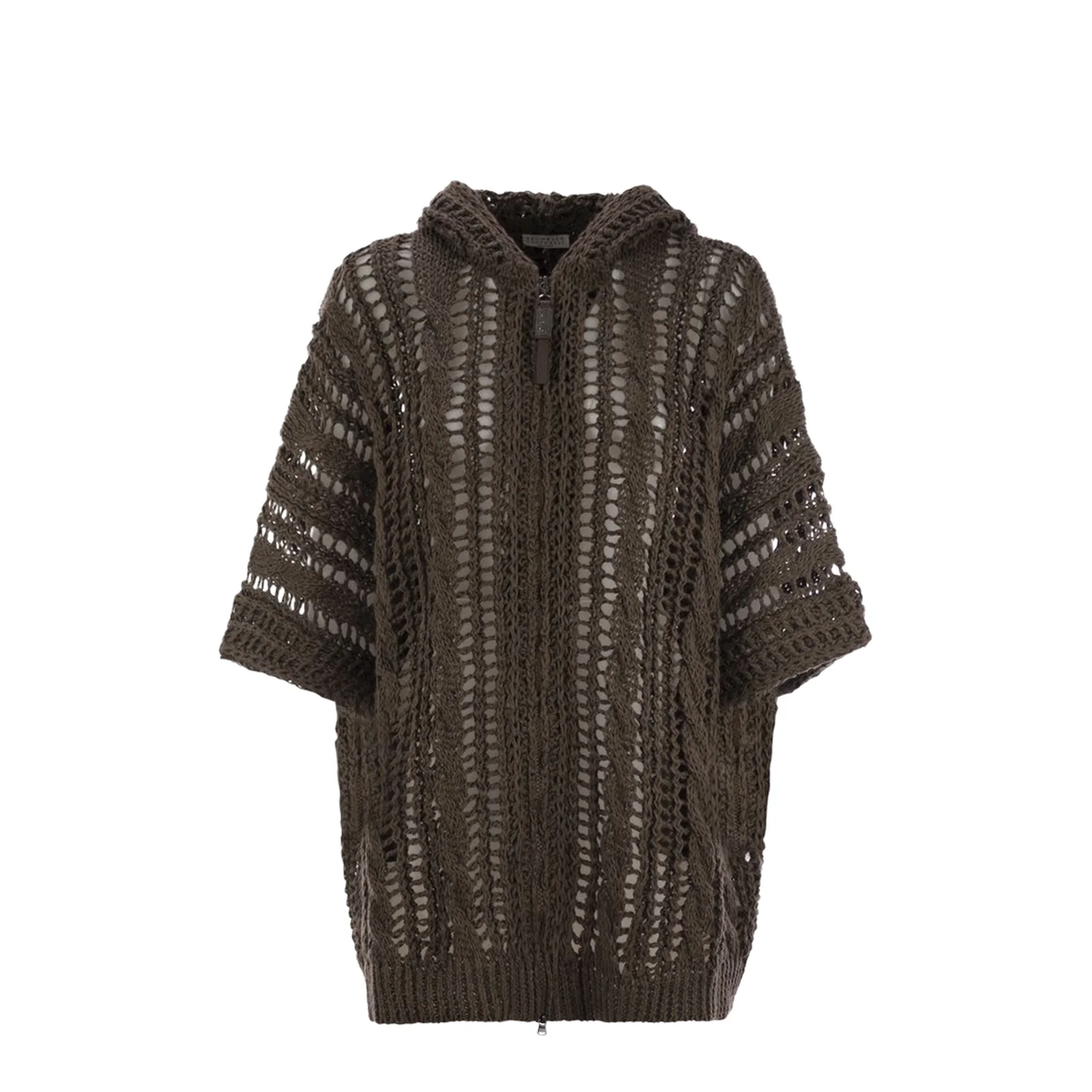 Cable & Mesh Jute And Cotton Cardigan