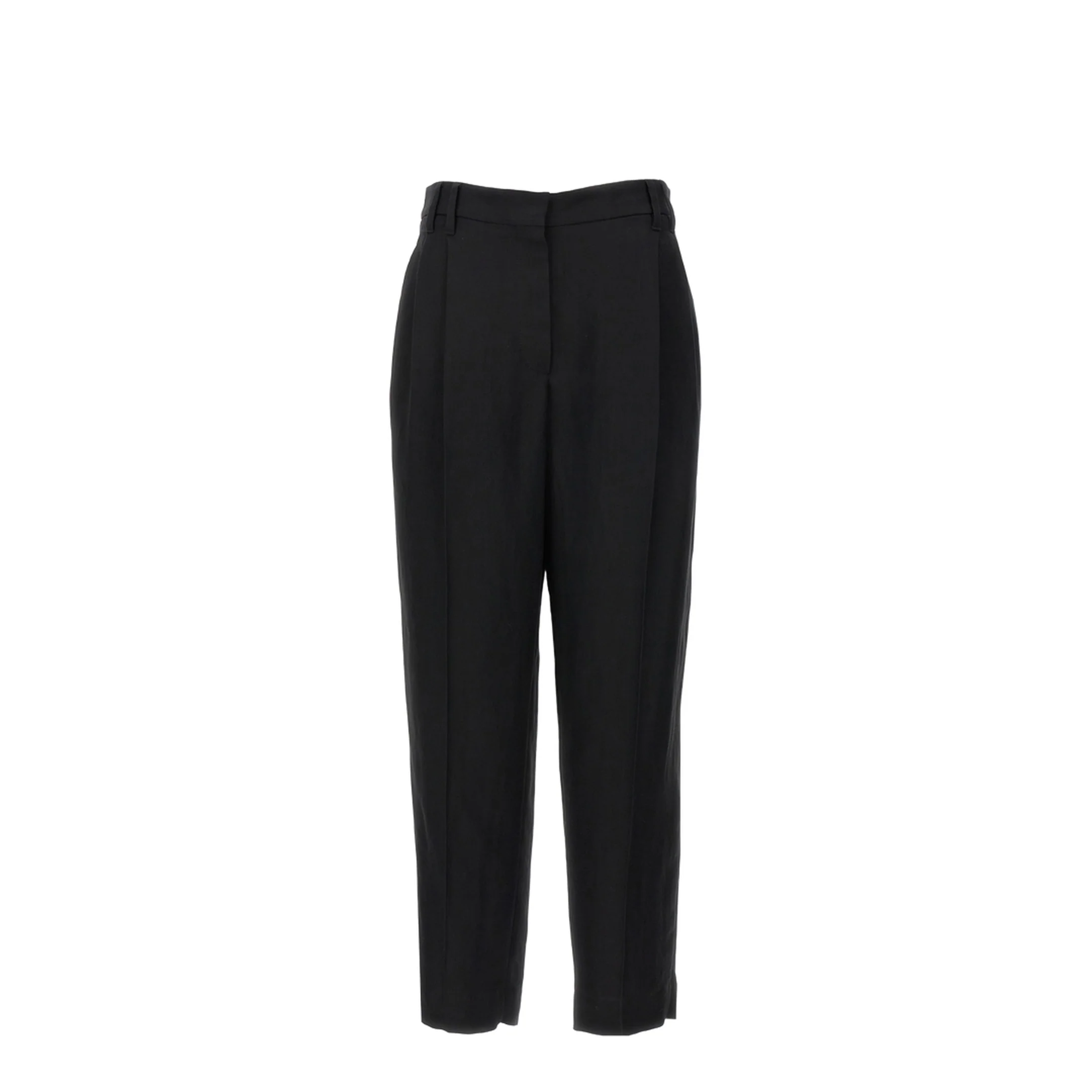 Slouchy Trousers in Viscose and Linen Fluid Twill with Moniline