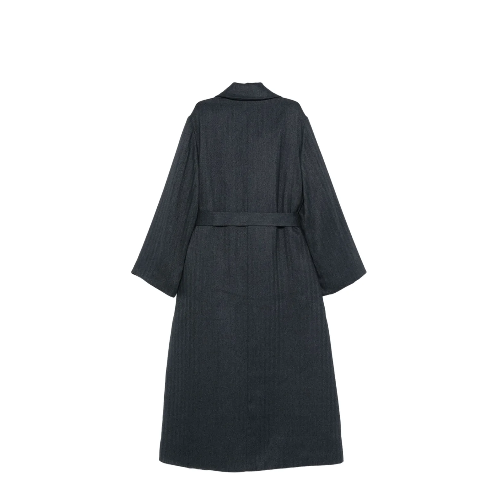 Blue Striped Pattern Belted Waist Jacket - Image 2