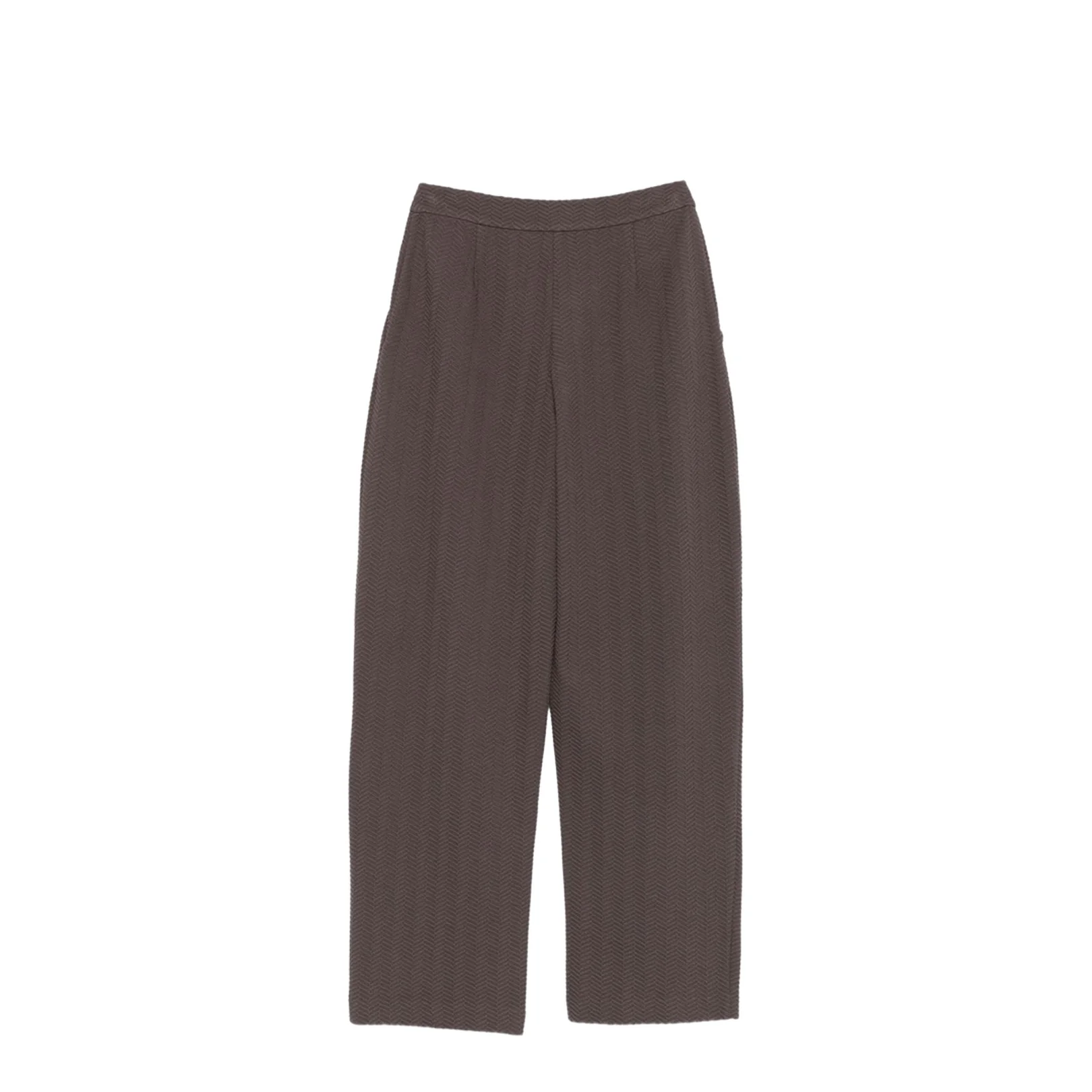 Brown Chevron Motif Pleated Front Straight Leg - Image 2