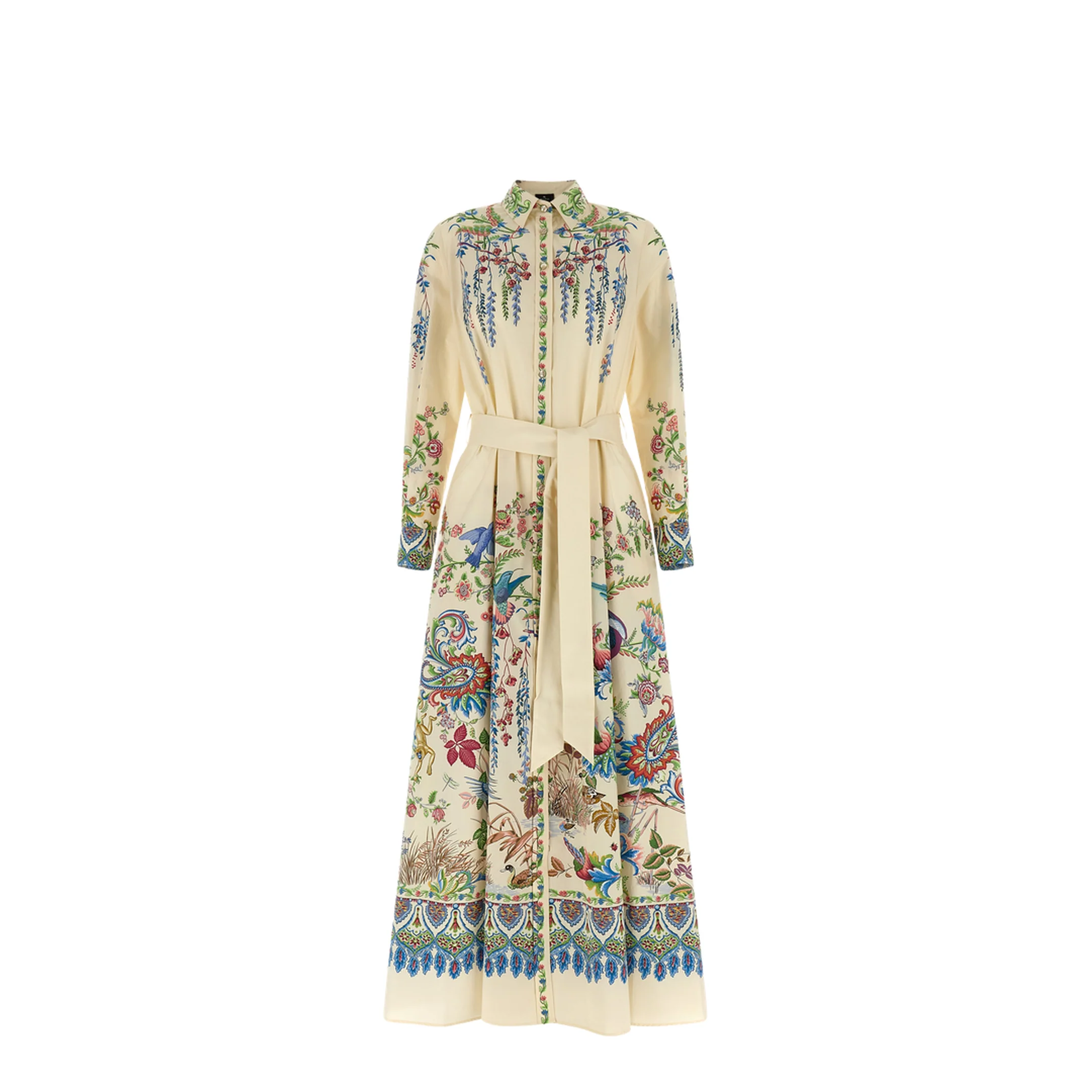 Flora and Fauna Print Long Dress - Multicolor