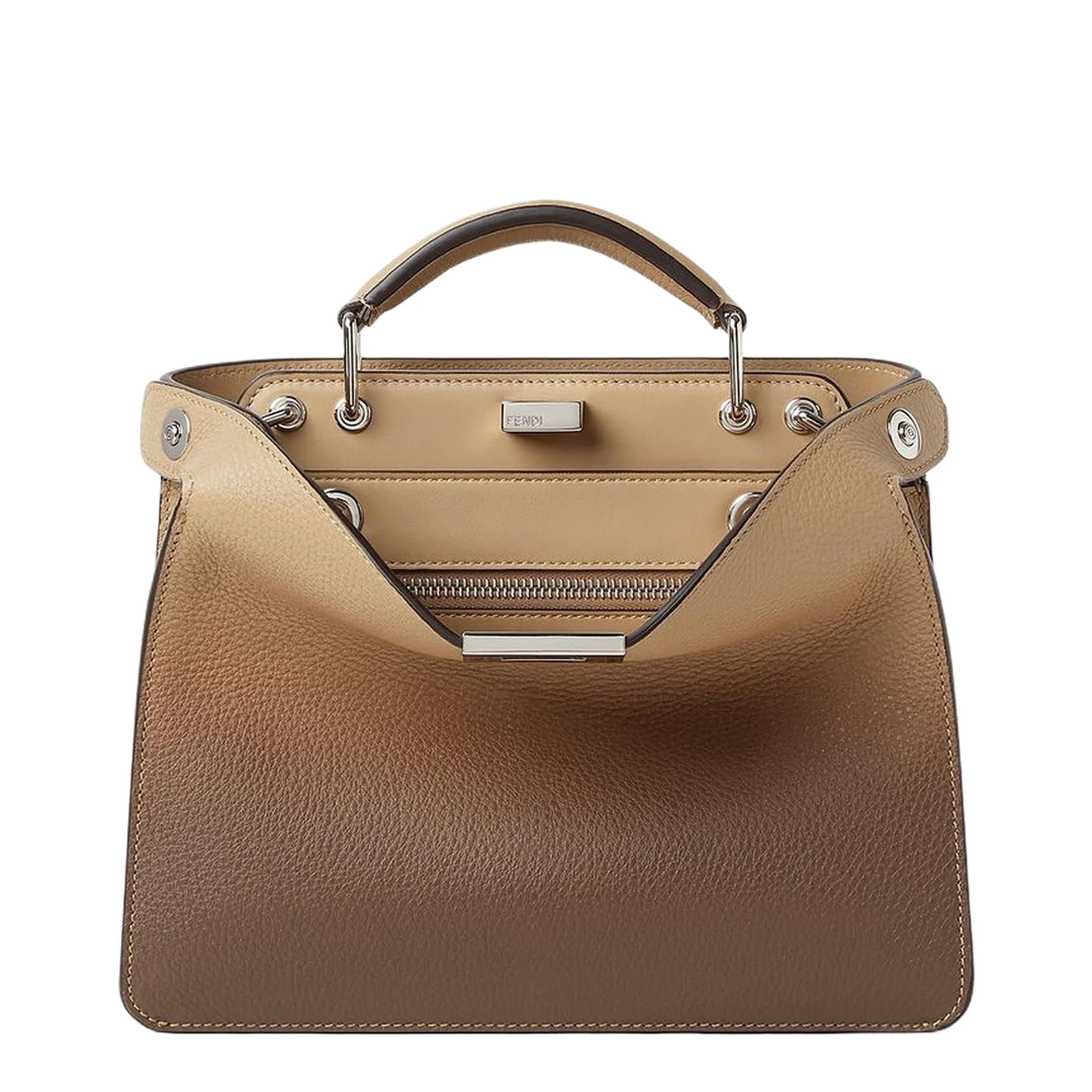 Peekaboo ISeeU Small Leather Shoulder Bags - Beige/Brown Gradient
