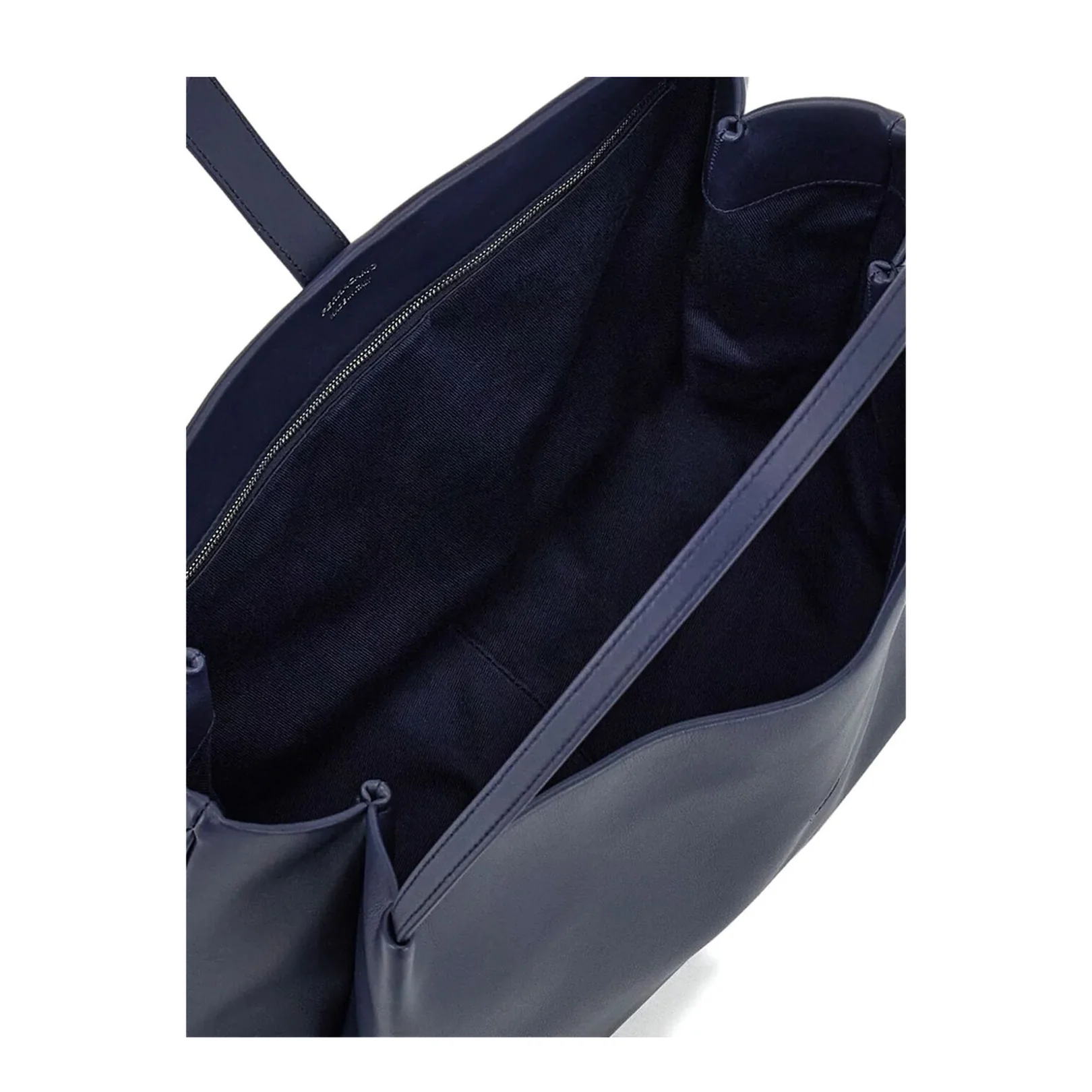 Large Leather Softened Tote Bag Blue - Image 5