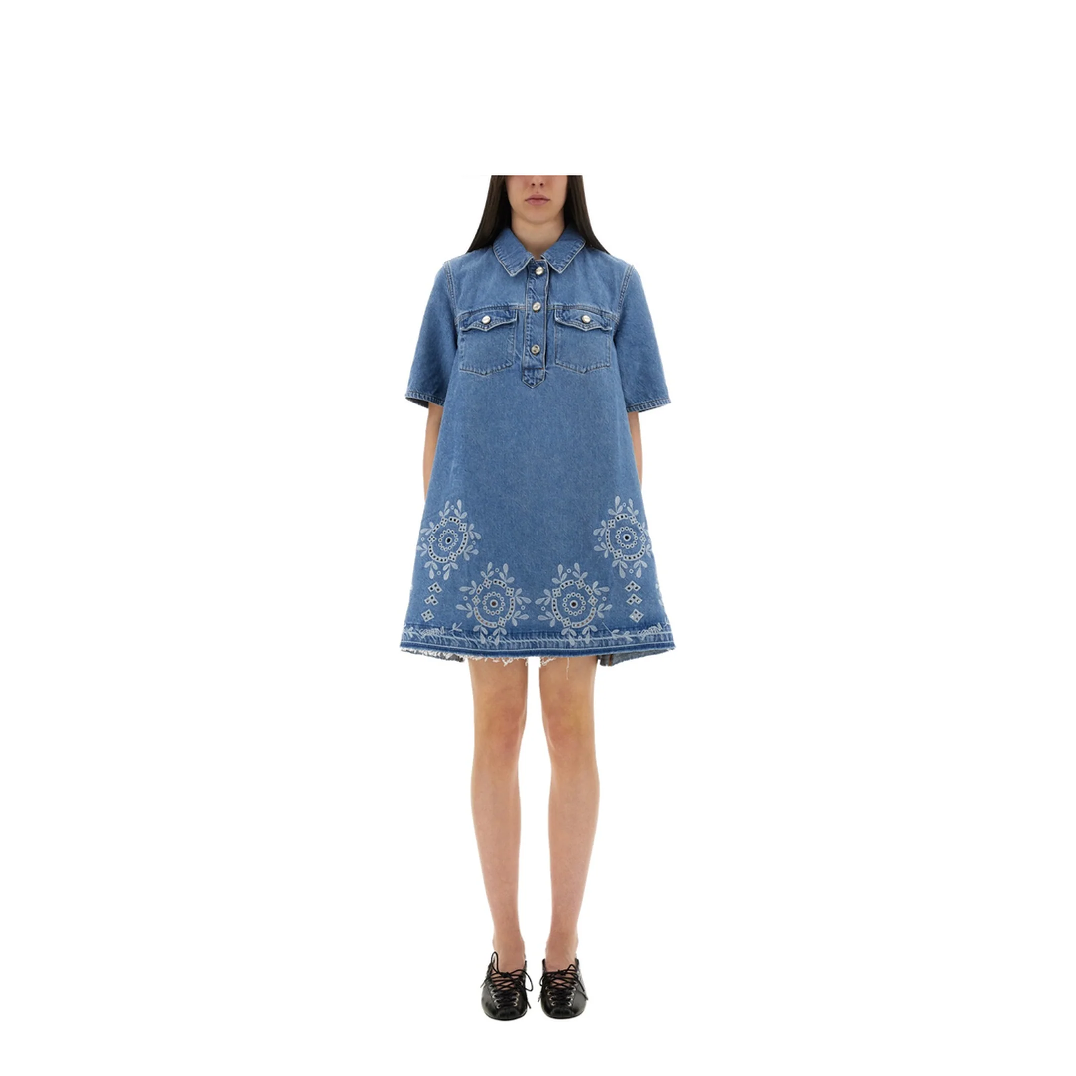 Mini Dress with Sangallo Embroidery