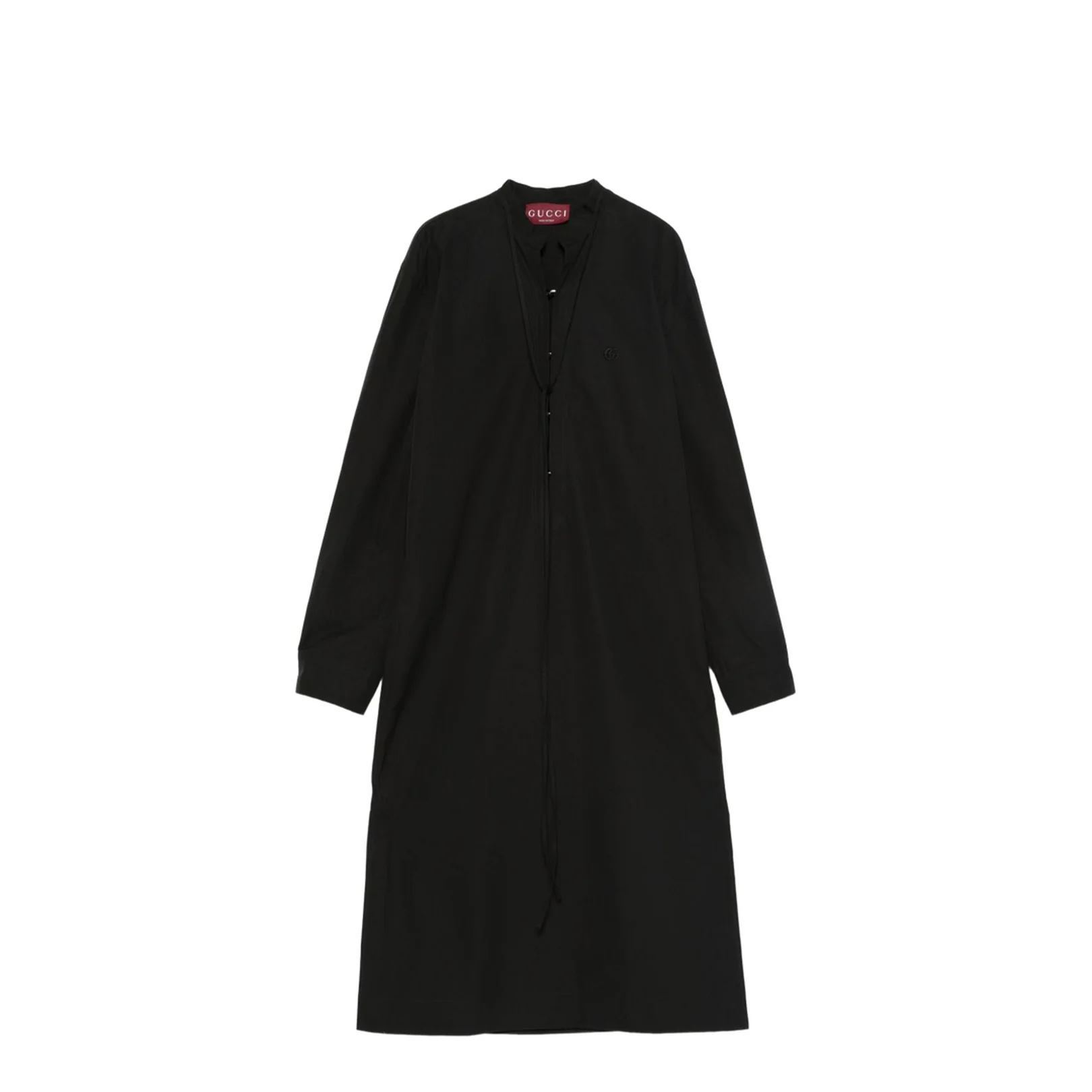 Cotton Poplin Dress with Belt in Black