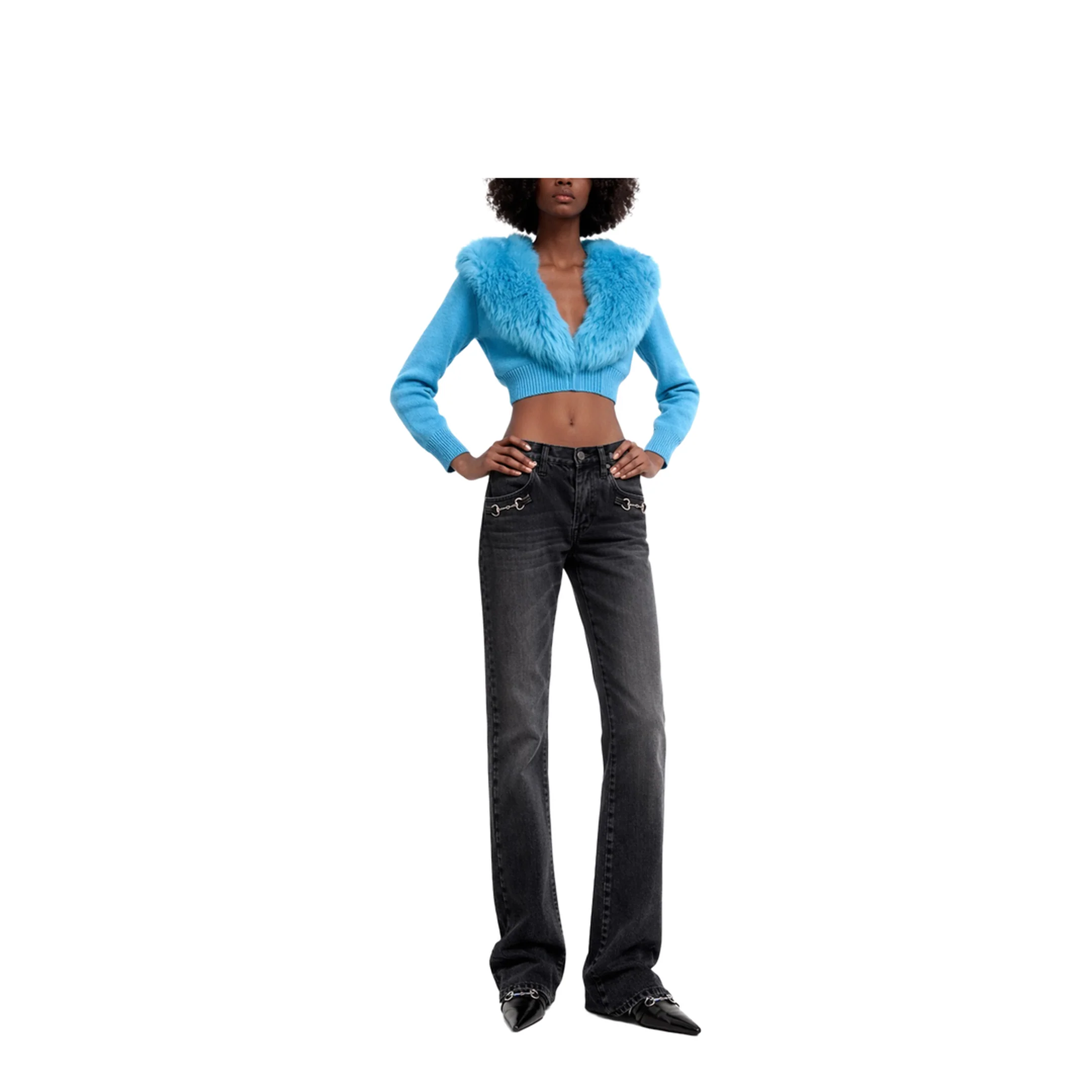 Denim Jeans with Horsebit Detail - Image 2