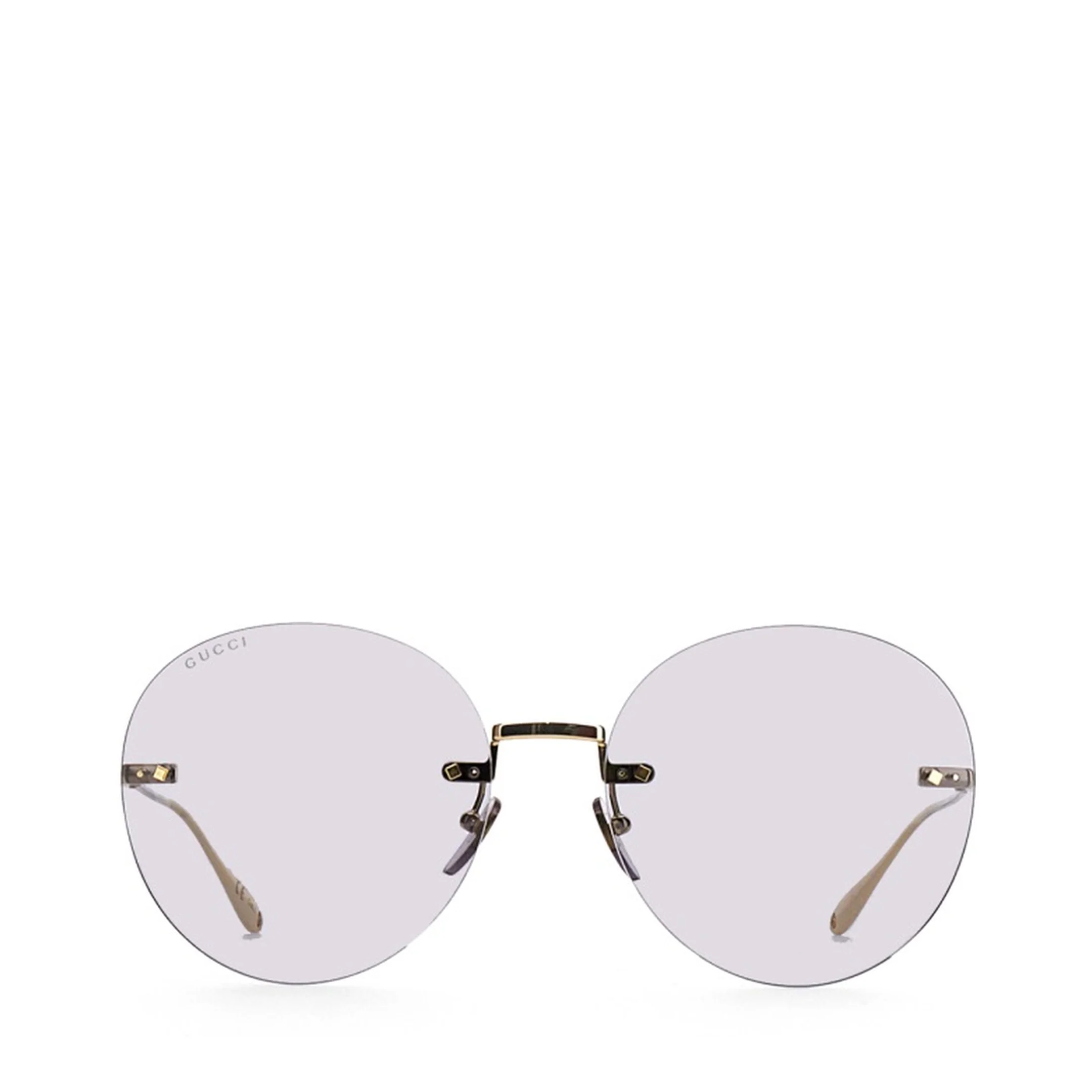 Floral-pendant round-frame sunglasses