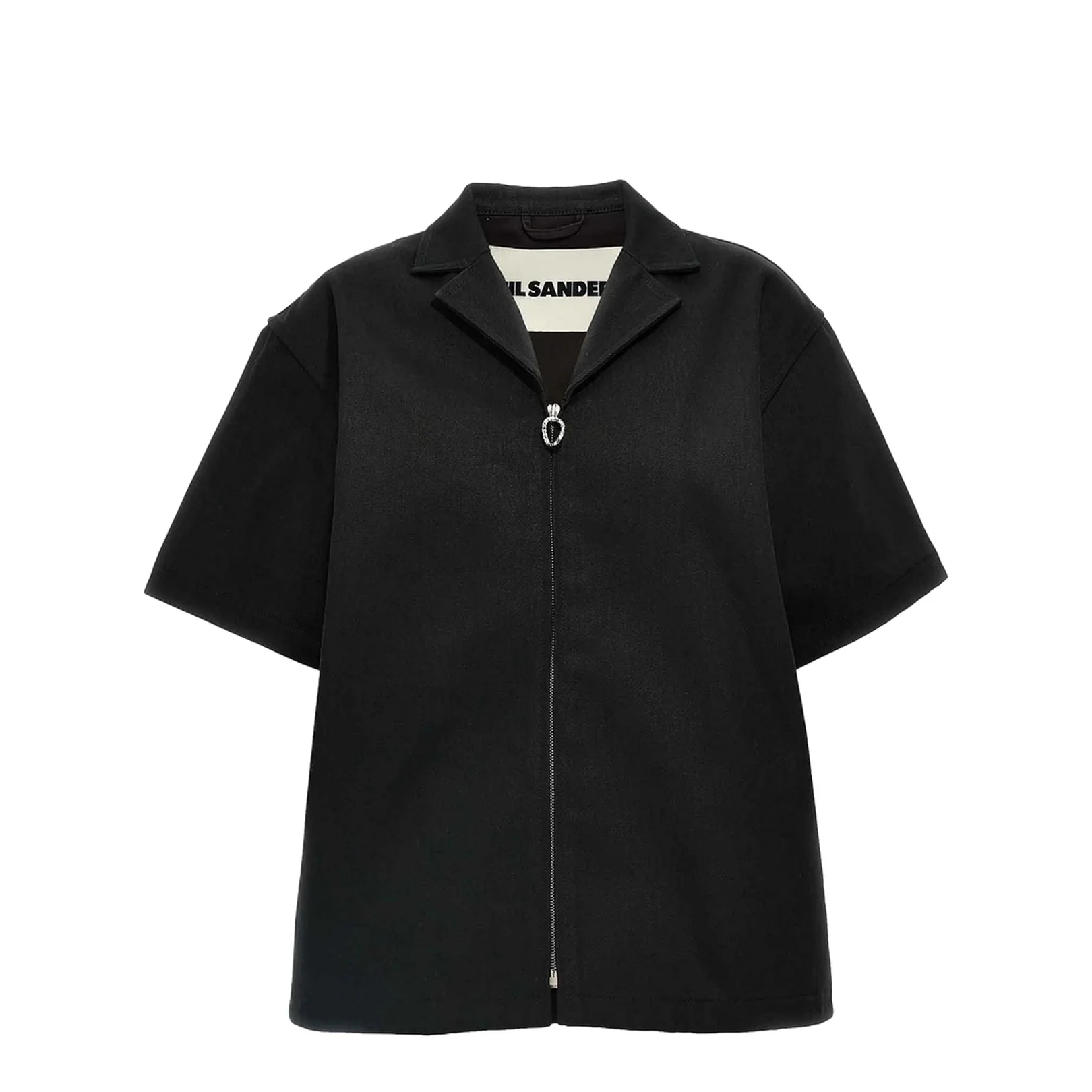Zipper Detail Short Sleeve Shirt Black