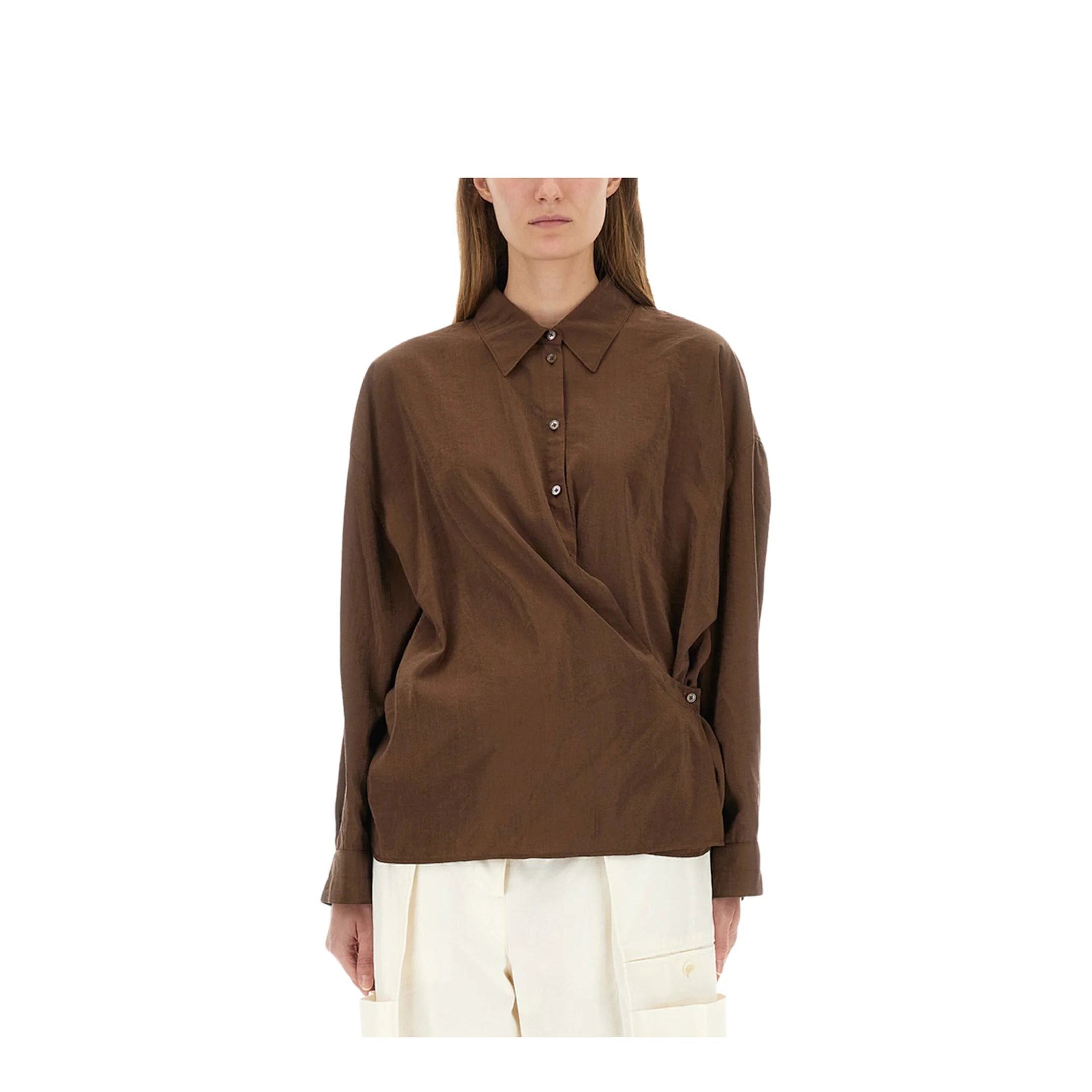 Straight Collar Twisted Shirt