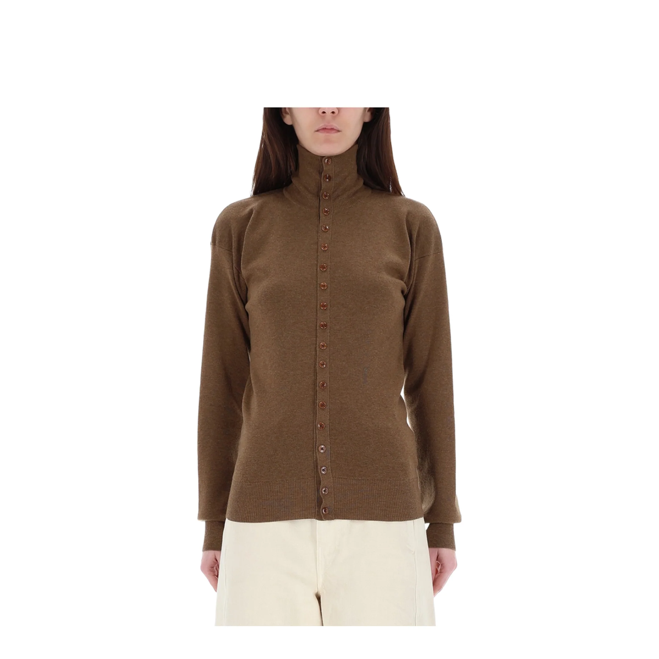 Wool High Collar Cardigan