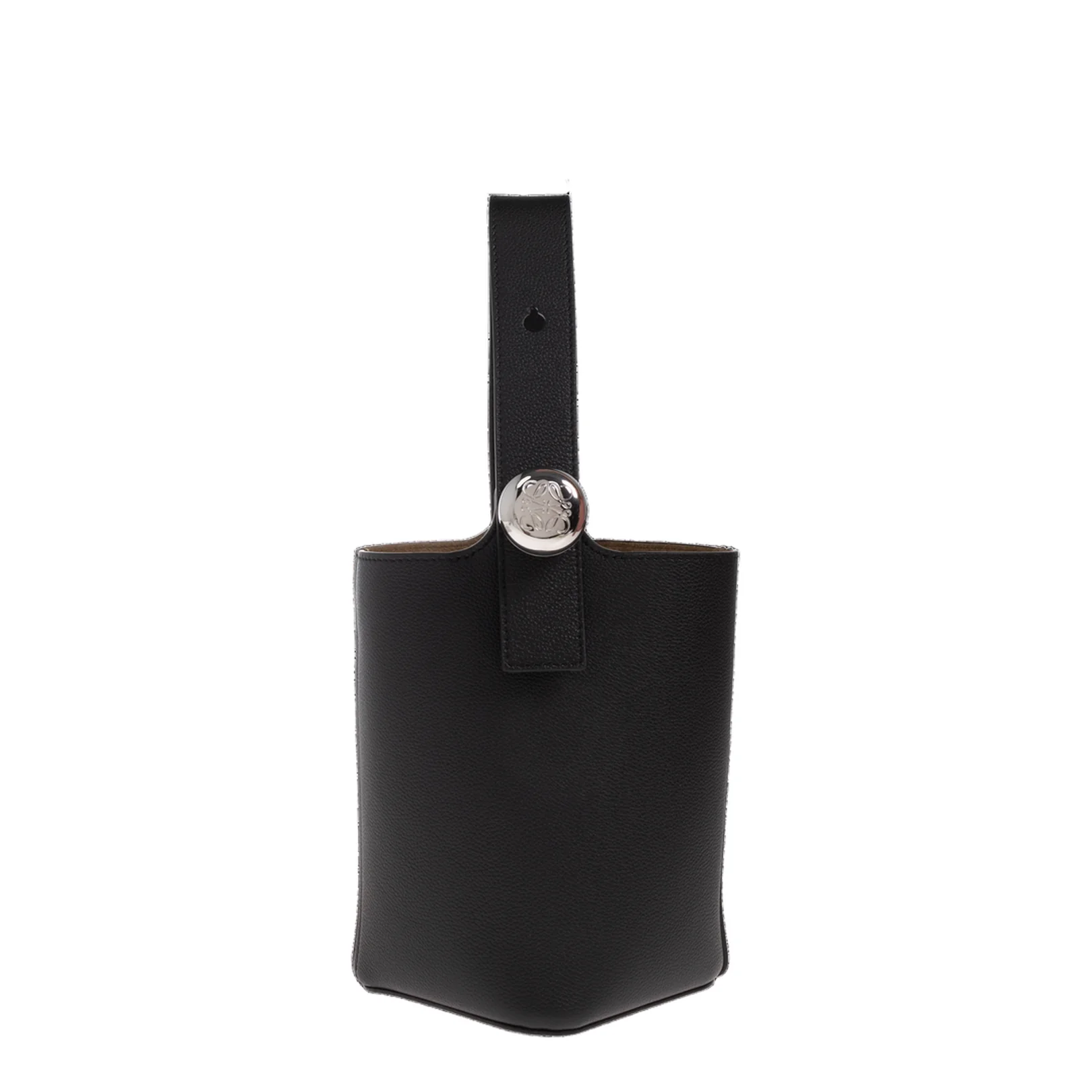 Pebble Small Calfskin Bucket Bag - Black