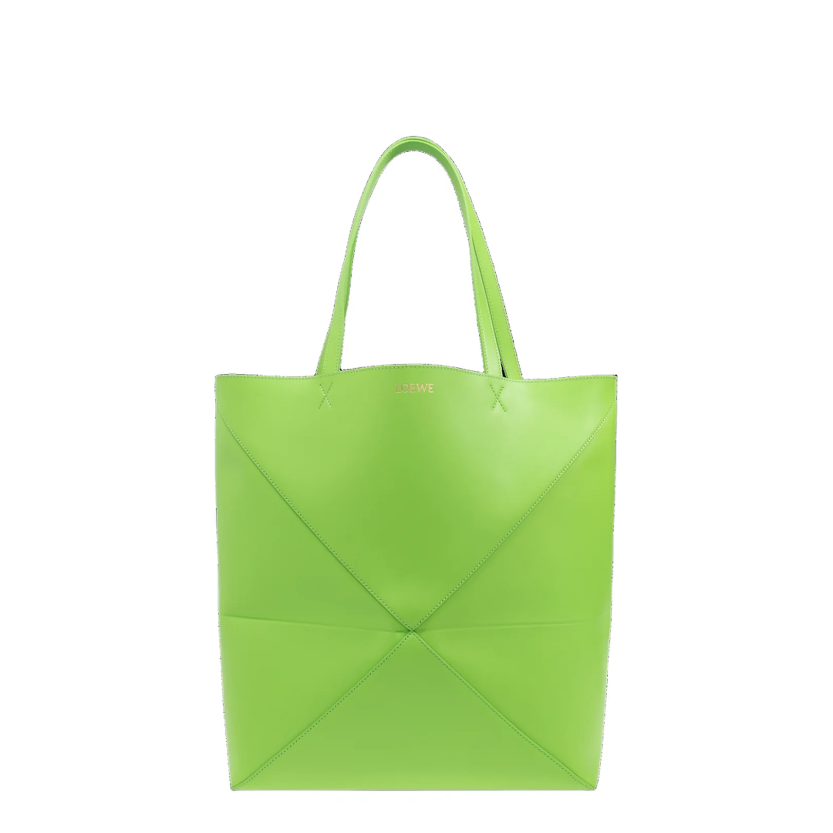 Puzzle Fold Medium Calfskin Tote Bags - Green