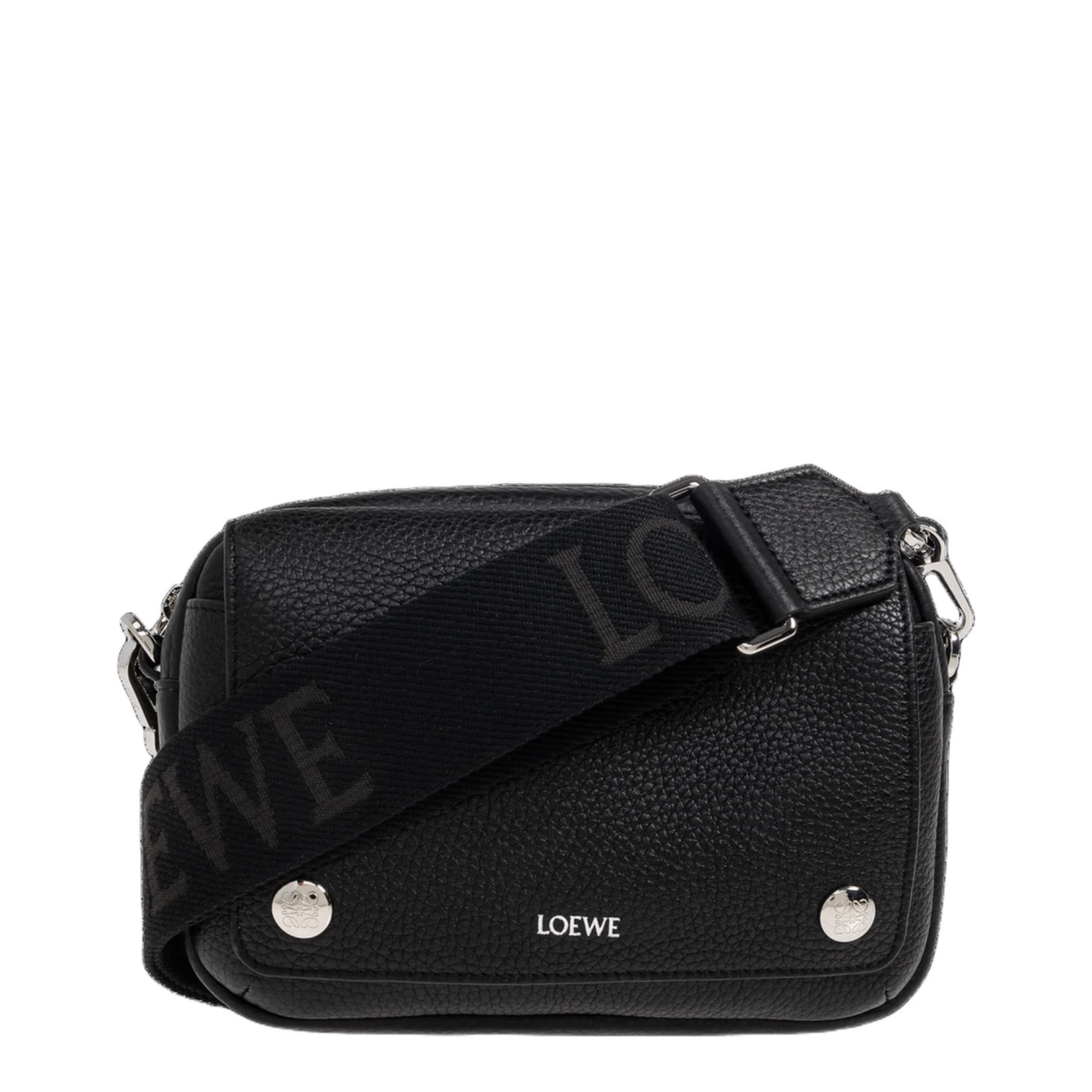 Pebble Small Leather Messenger Bags - Black