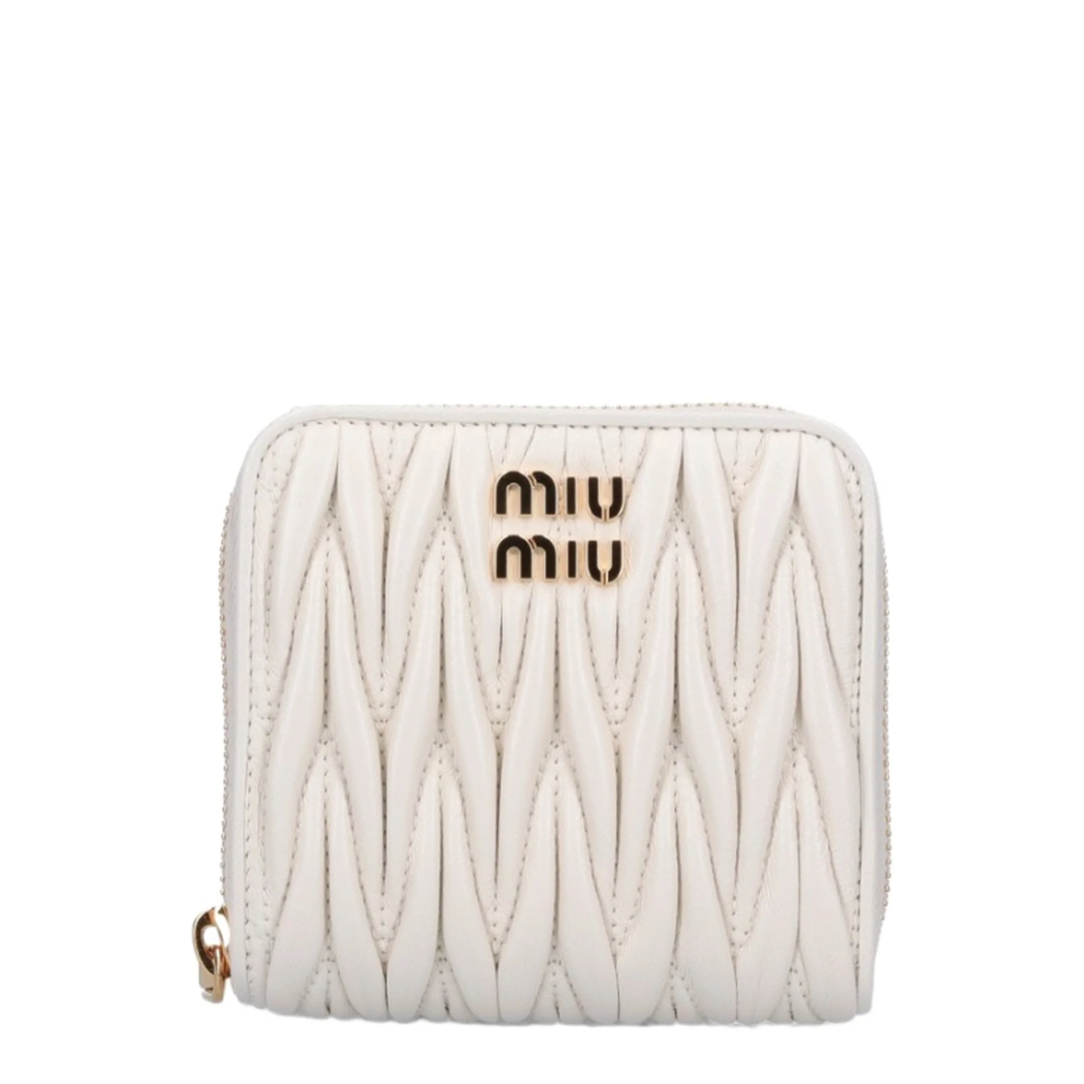 Small Matelassé Nappa Leather Wallet In White.