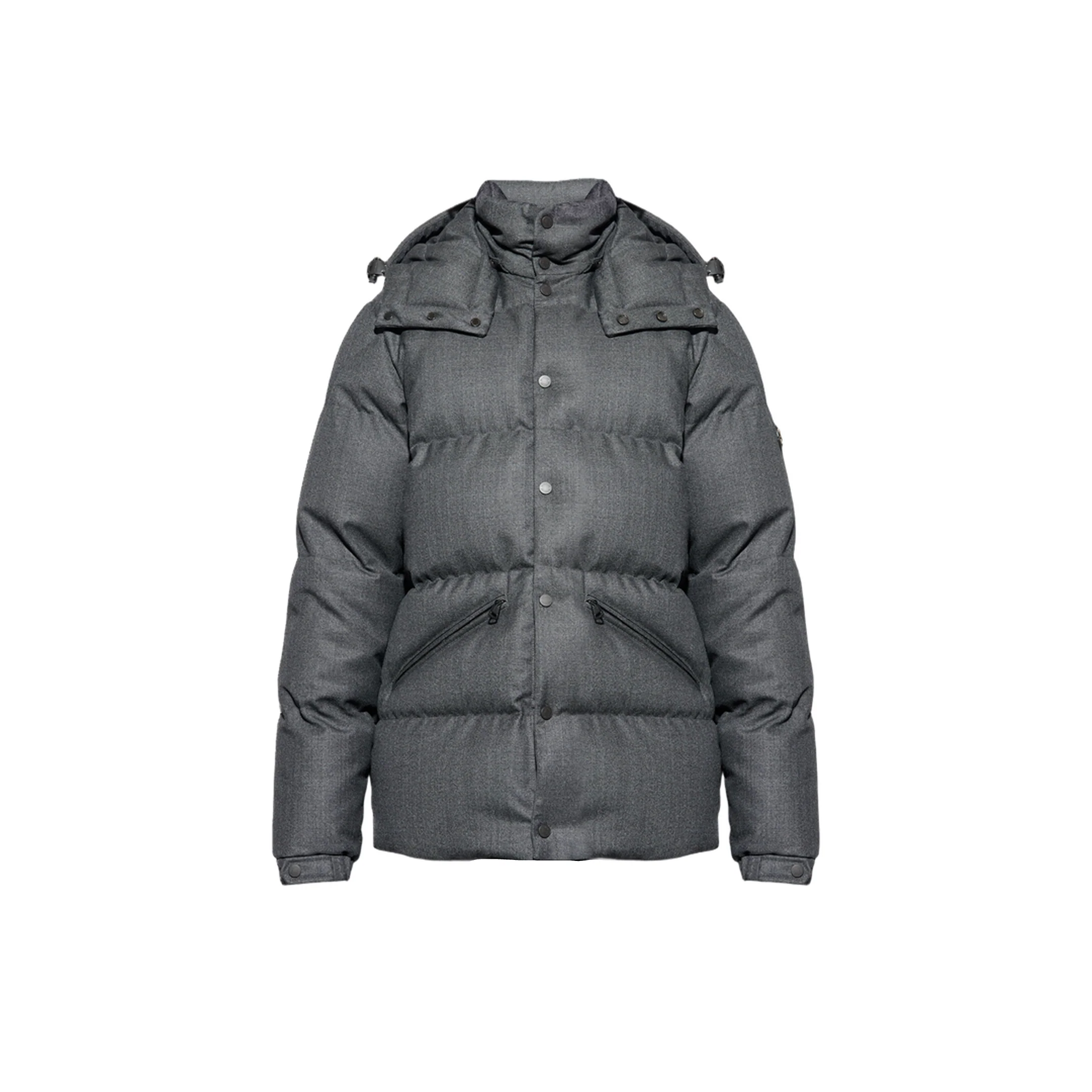 Black Eawy Hooded Wool Short Down Jacket