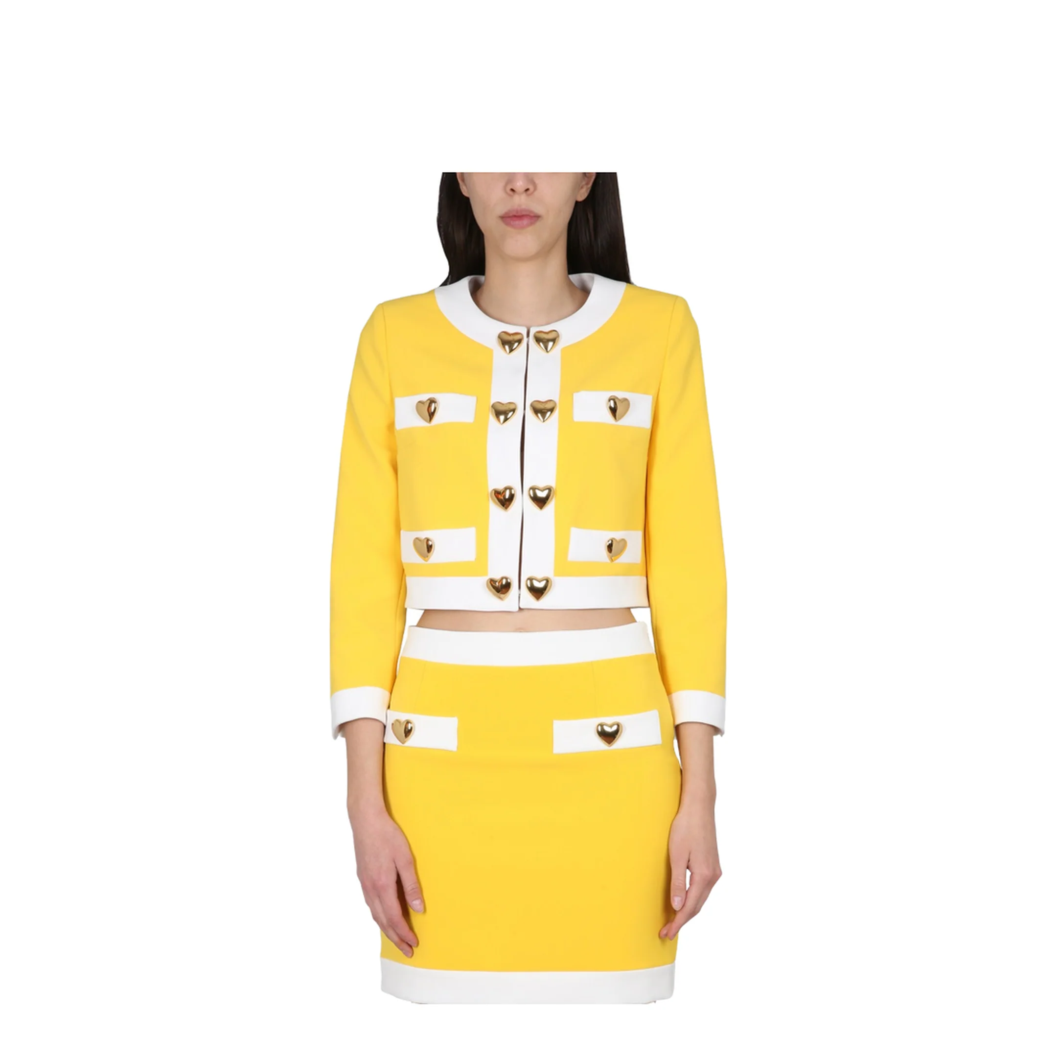 Heart Buttons Crepe Jacket