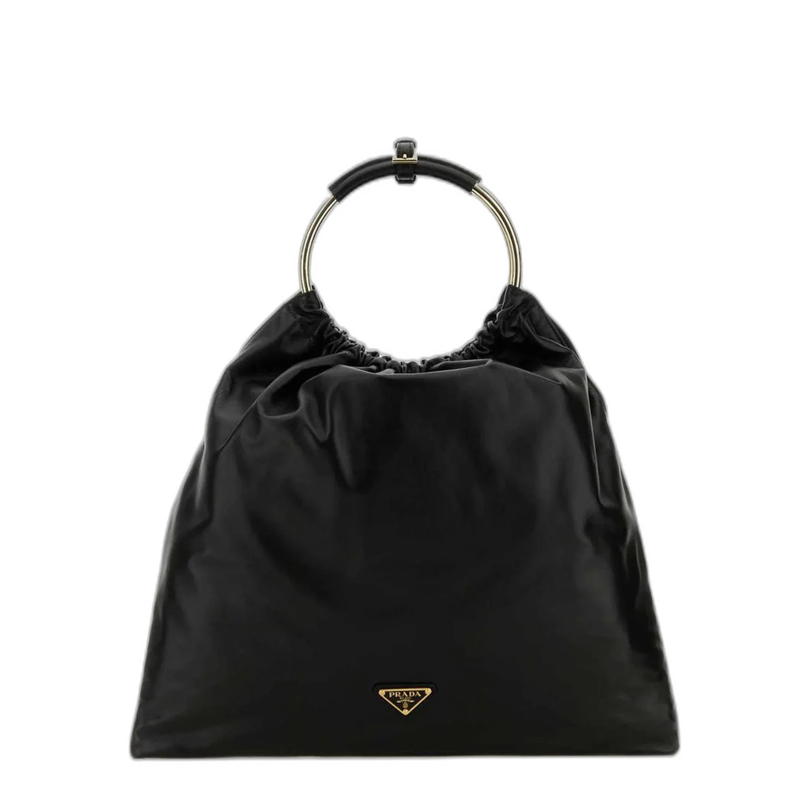 Black Leather Bucket Bag