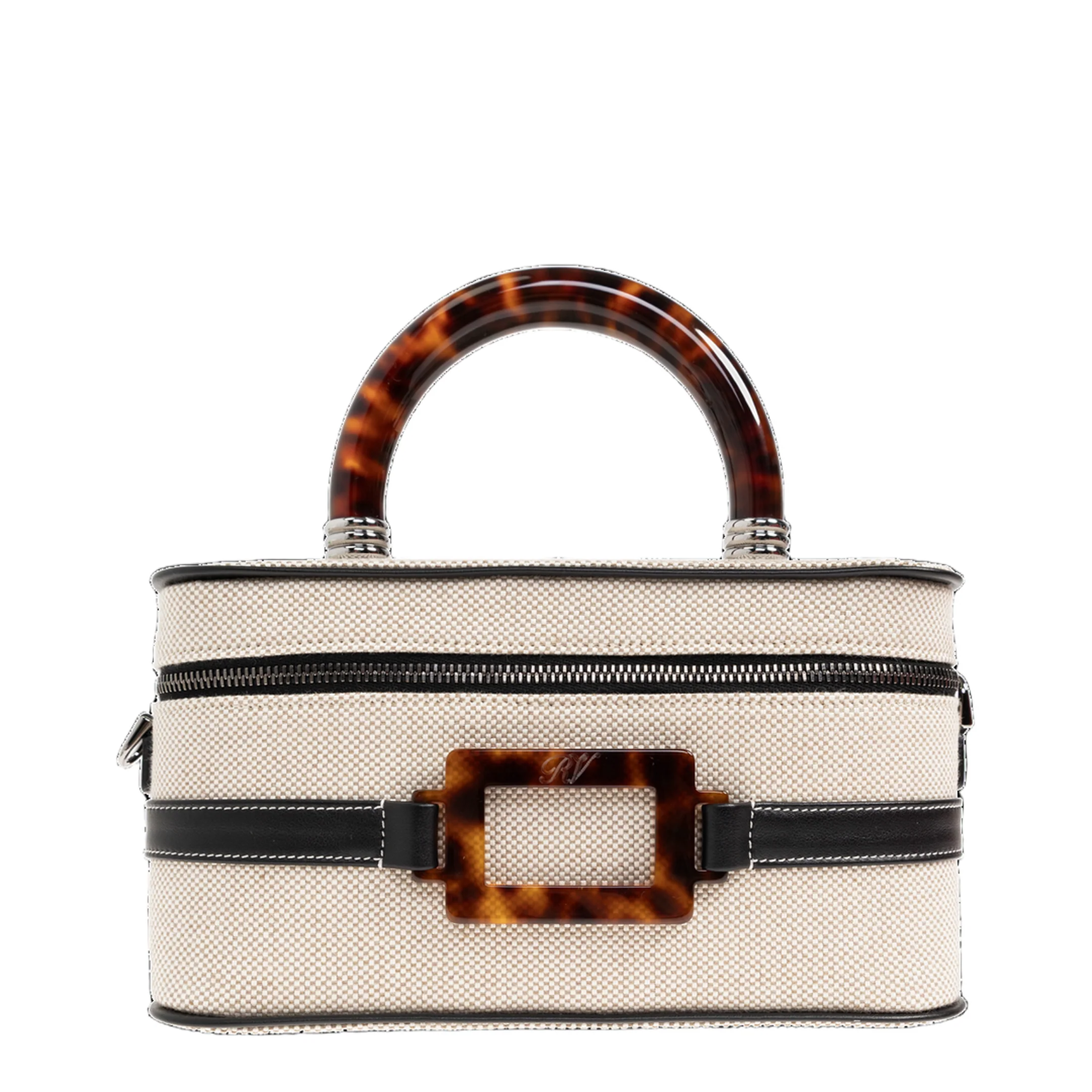Vanity Mini Canvas Handbag - Natural/Black