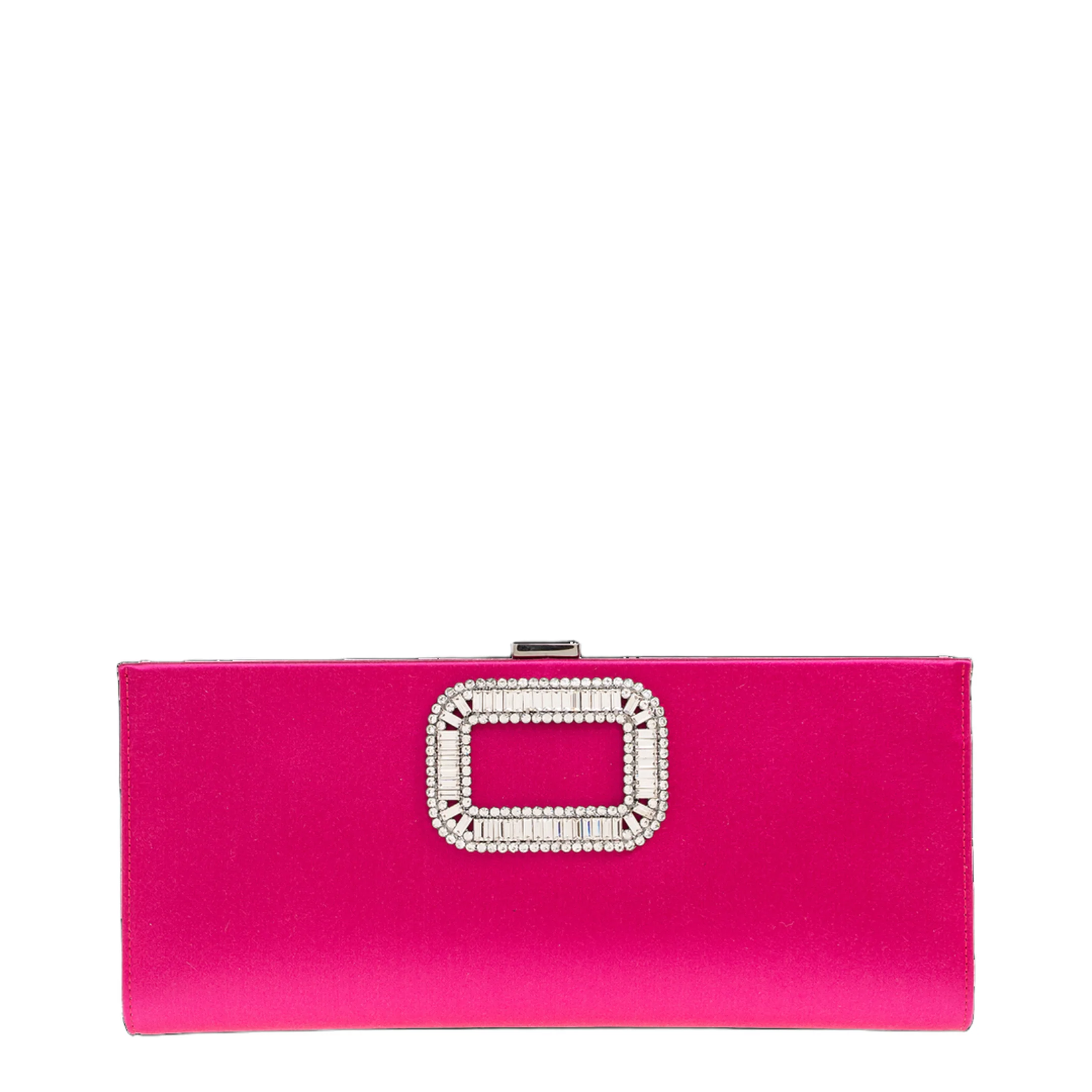 Pilgrim Buckle Satin Clutch Bag - Pink