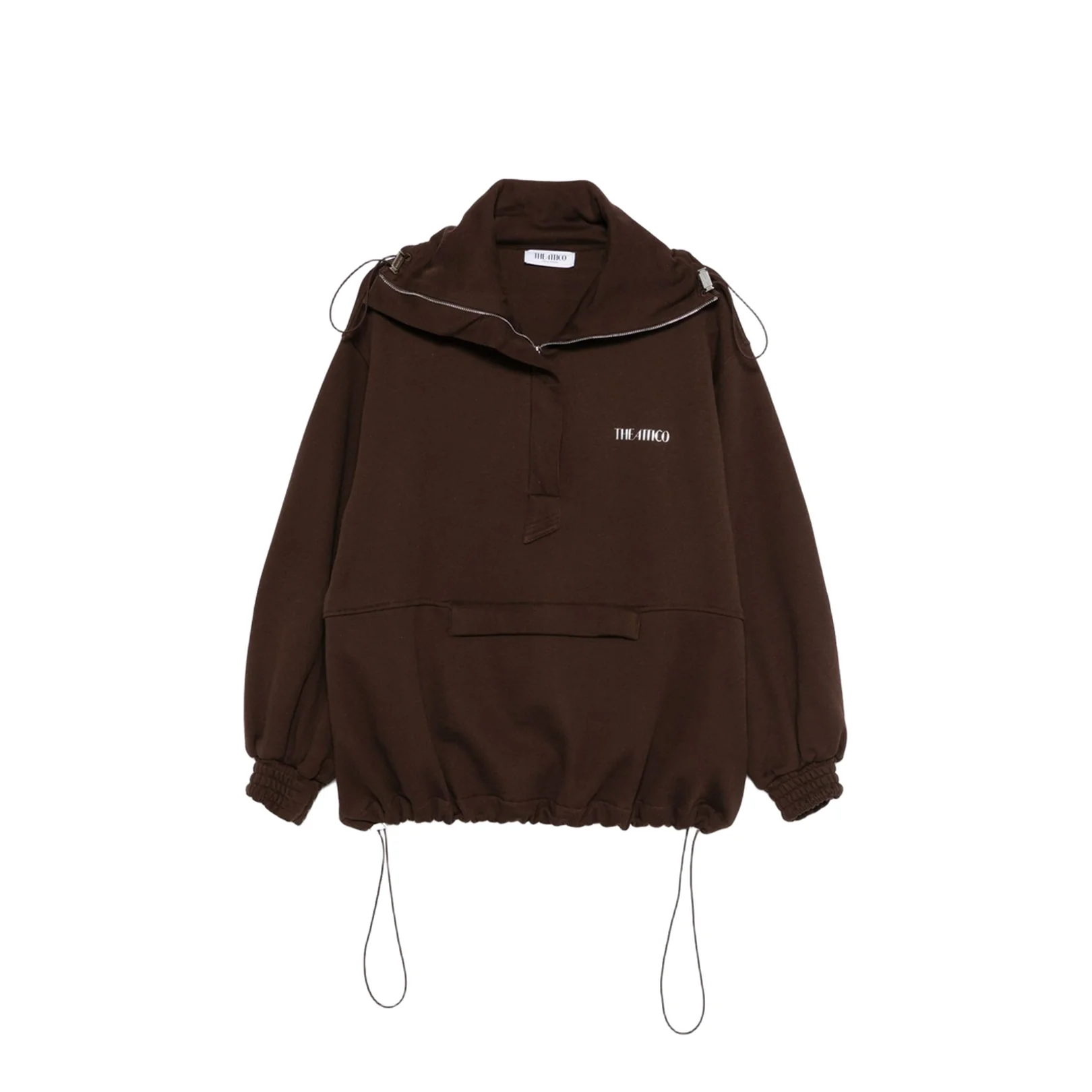 Brown Cotton Anorak Sweatshirt