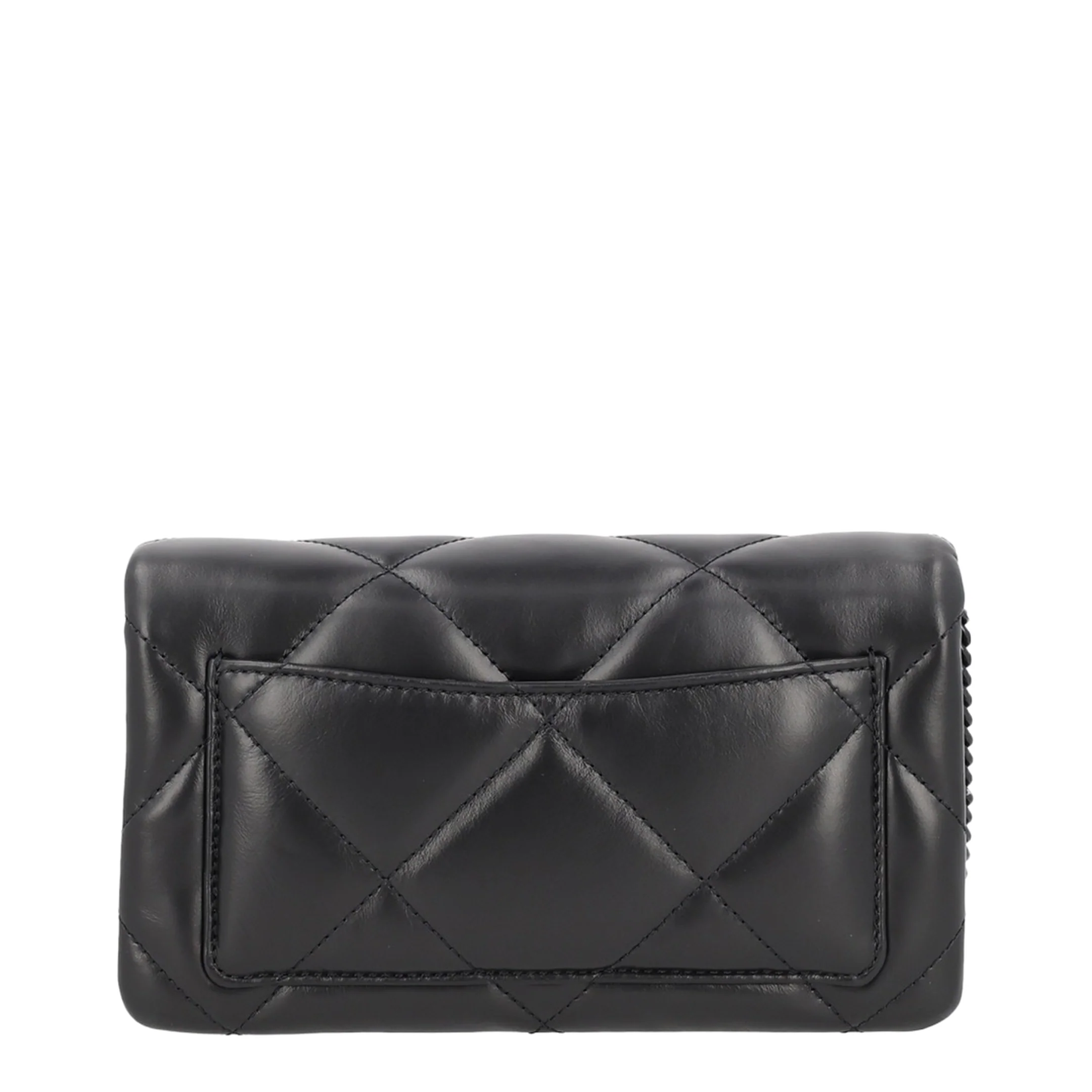 Black Kira Diamond Quilt Wallet on Chain - Image 3