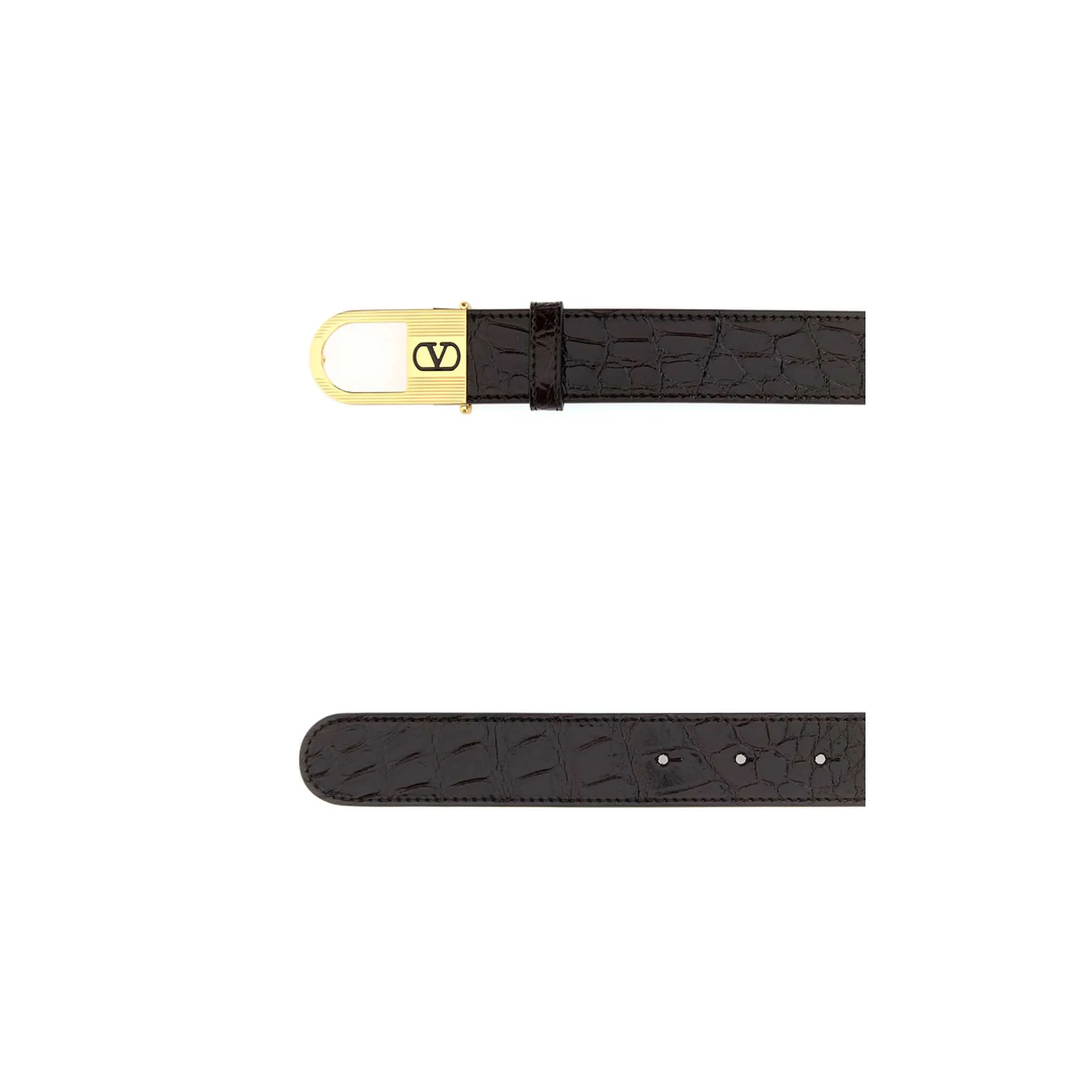 Dark Brown Leather VLogo Signature Belt - Image 2