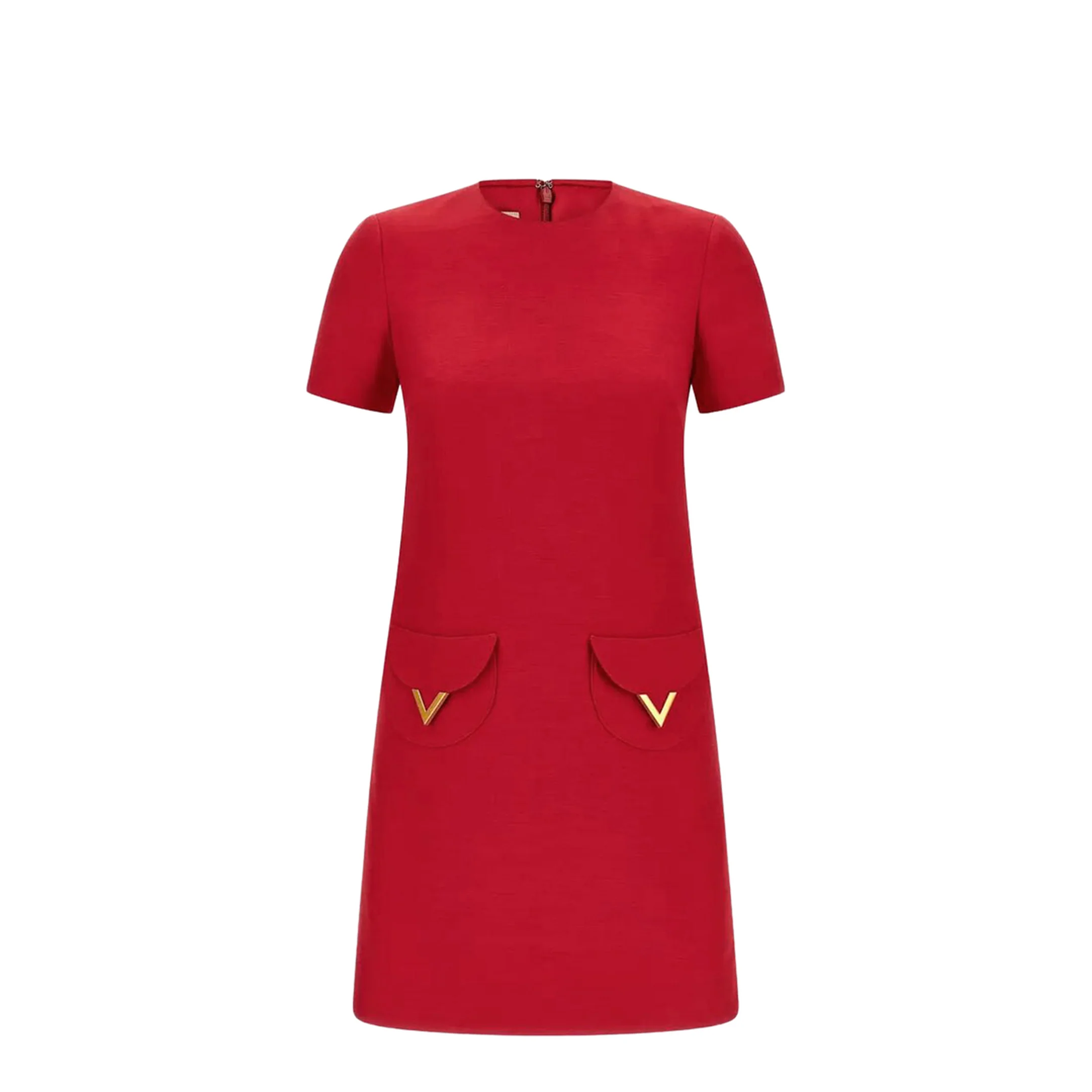 VLogo Wool and Silk Mini Dress - Red