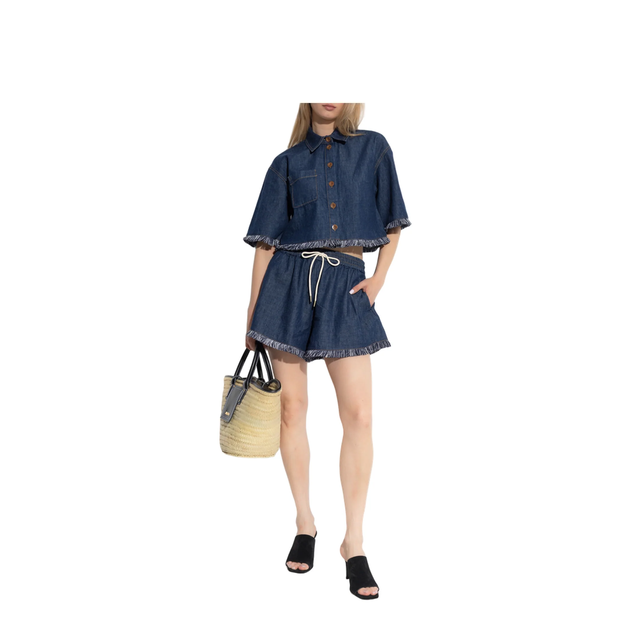 Denim Shirt with Fringes - Image 2