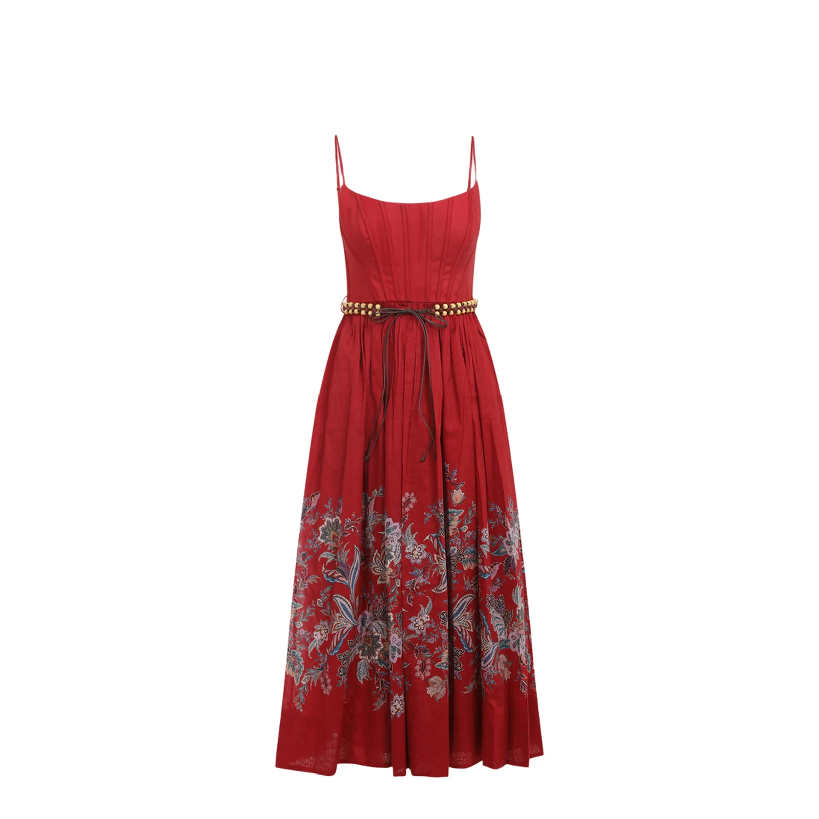Rhiannon Corset Midi Dress Red